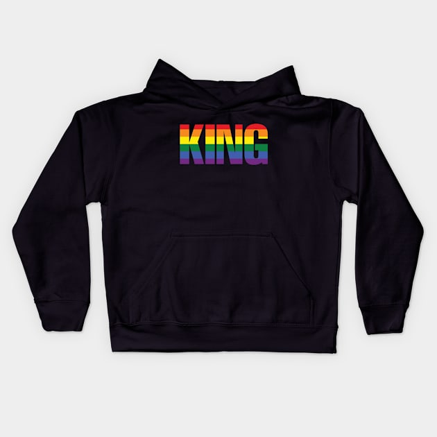 Pride Flag King Kids Hoodie by Rebekah Thompson